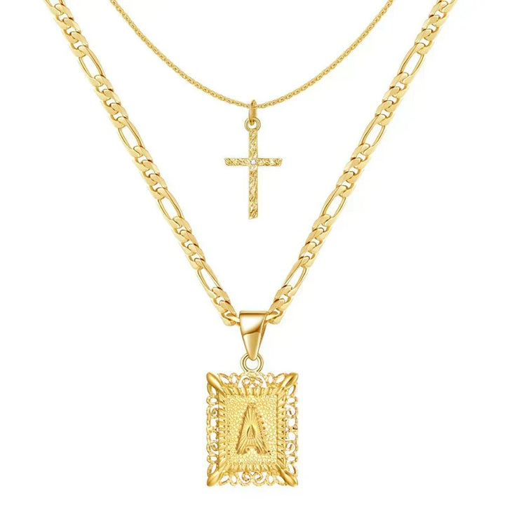 Conjunto Collar Cruz e Inicial
