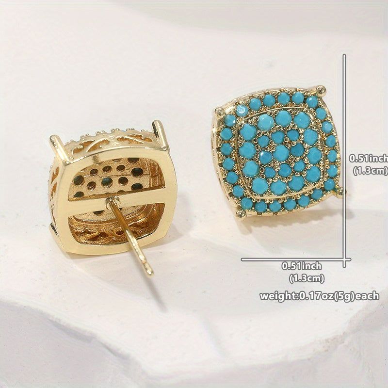 Pendientes Cuadrados Turquesa Elegantes