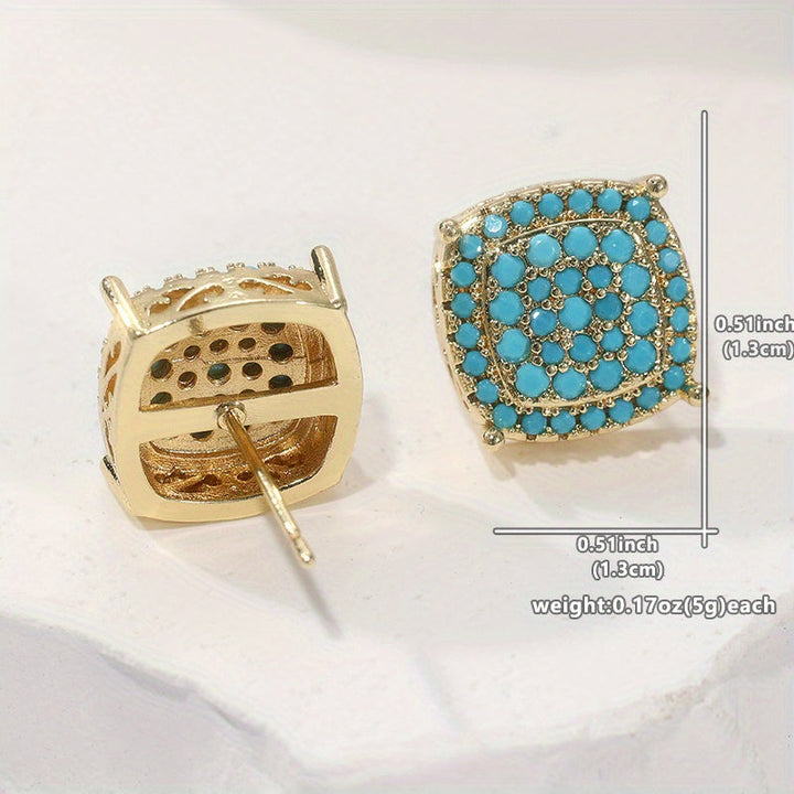 Pendientes Cuadrados Turquesa Elegantes