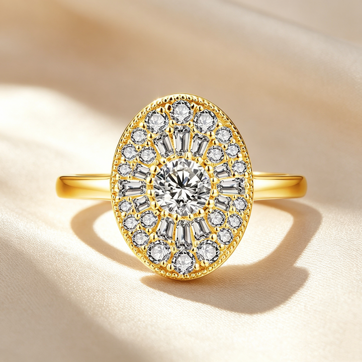 Anillo Halo Ovalado Radiante