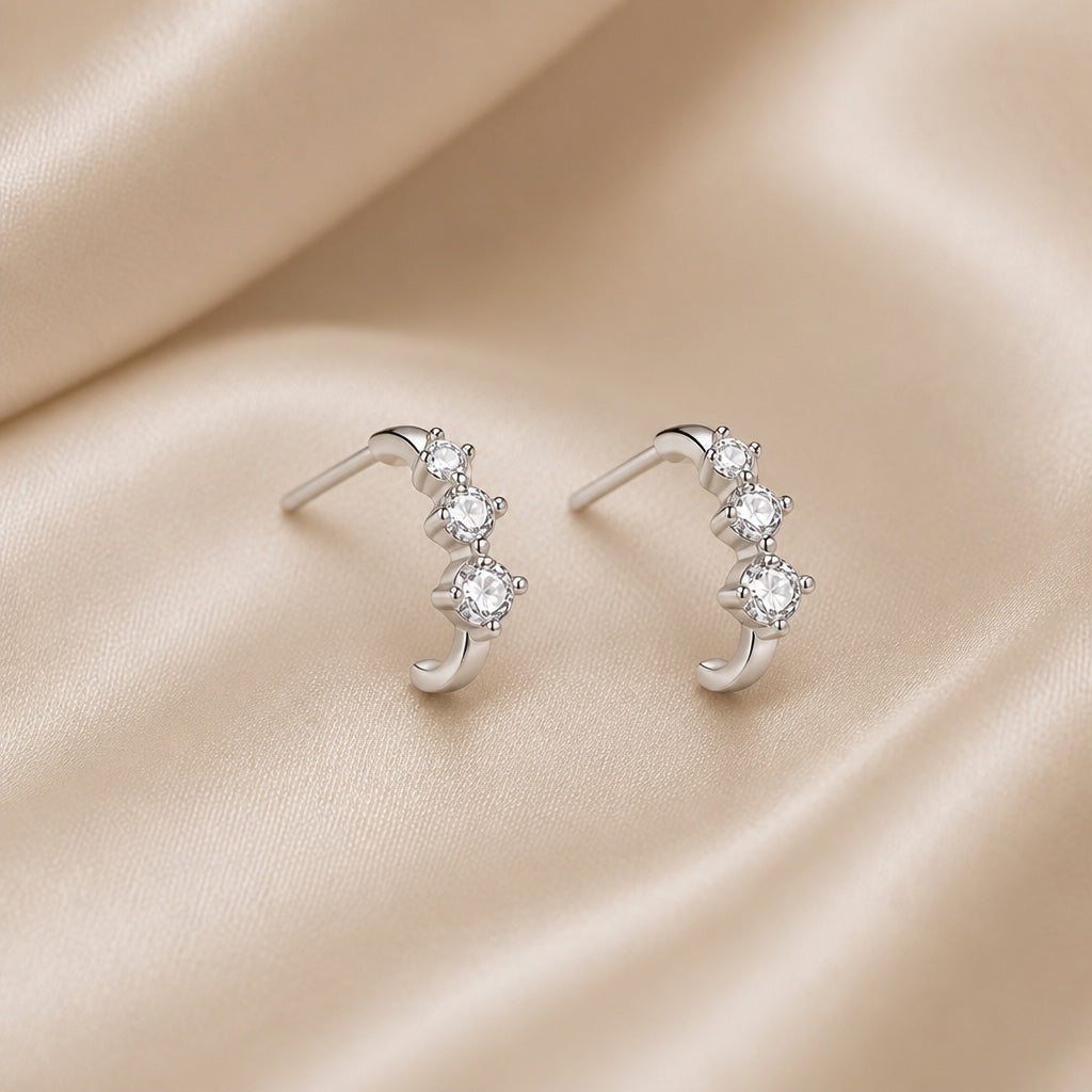 Pendientes Pequeños Circonitas Oro Blanco