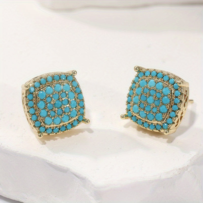 Pendientes Cuadrados Turquesa Elegantes