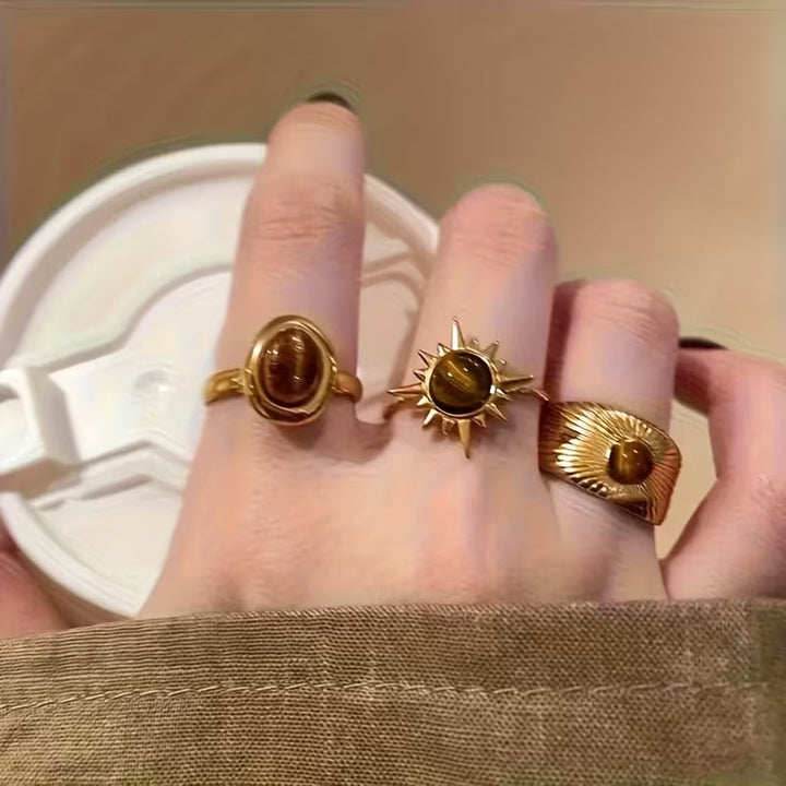 Set x 6 anillos de piedra