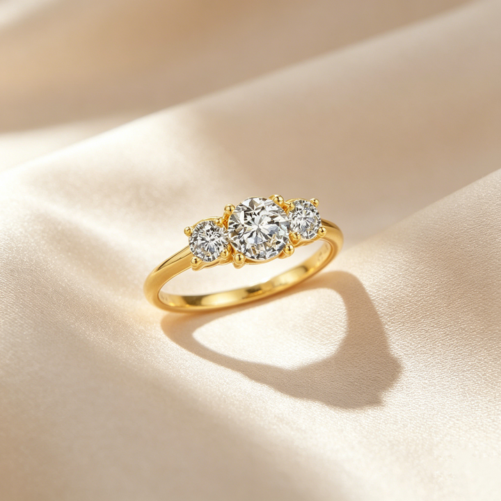 Anillo Tres Piedras Brillantes