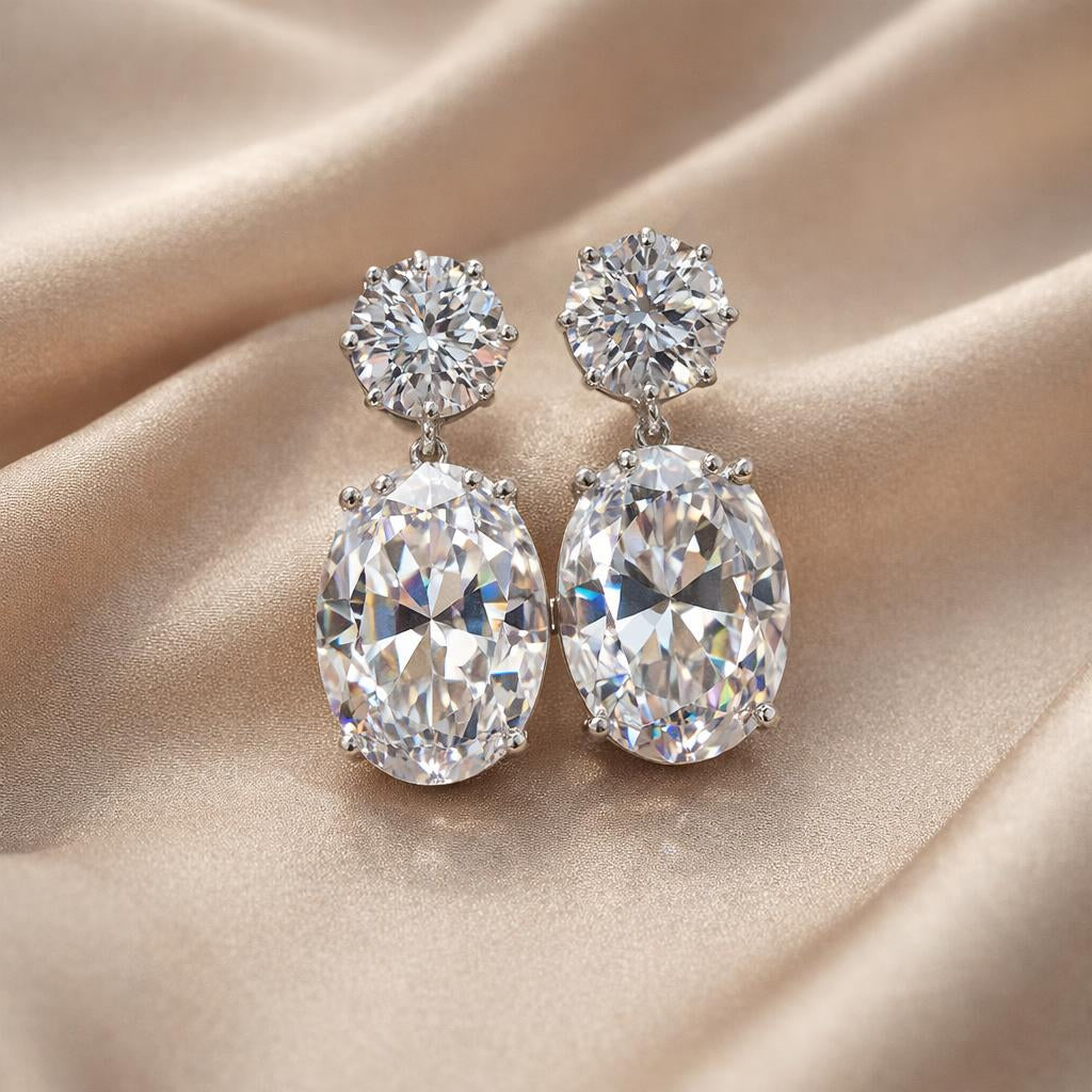 Pendientes Majestuosos Circonitas Oro Blanco