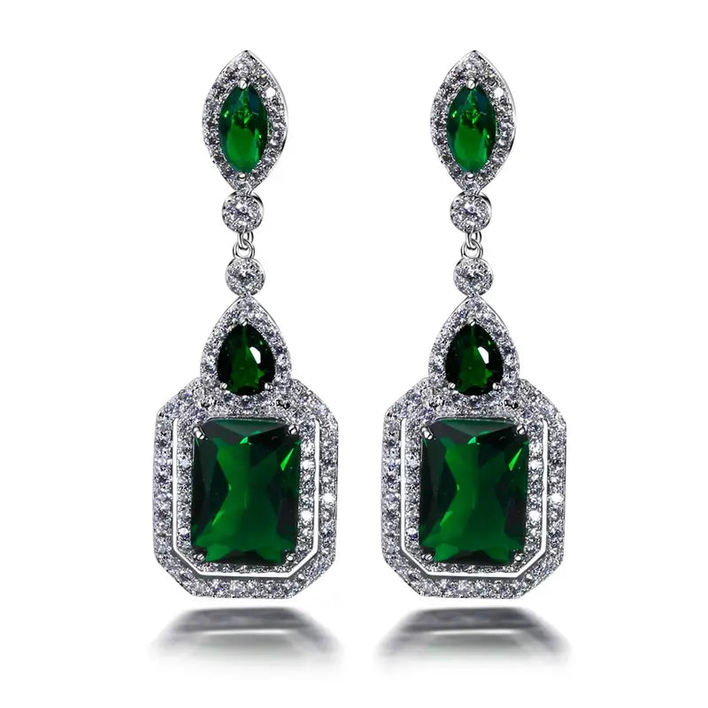Pendientes Clarion Verdancia Oro blanco