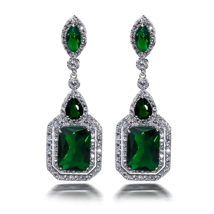 Pendientes Clarion Verdancia Oro blanco