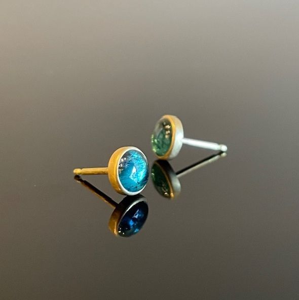 Pendientes Botón Azul Verdoso