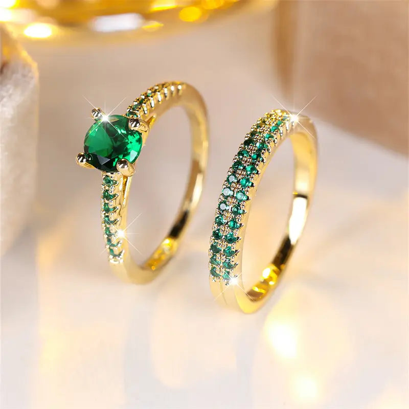Set de anillos duo de esmeralda