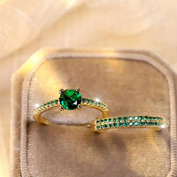 Set de anillos duo de esmeralda