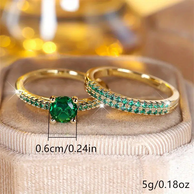 Set de anillos duo de esmeralda