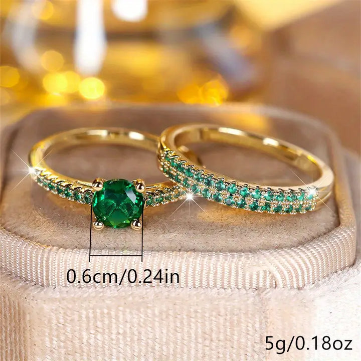 Set de anillos duo de esmeralda