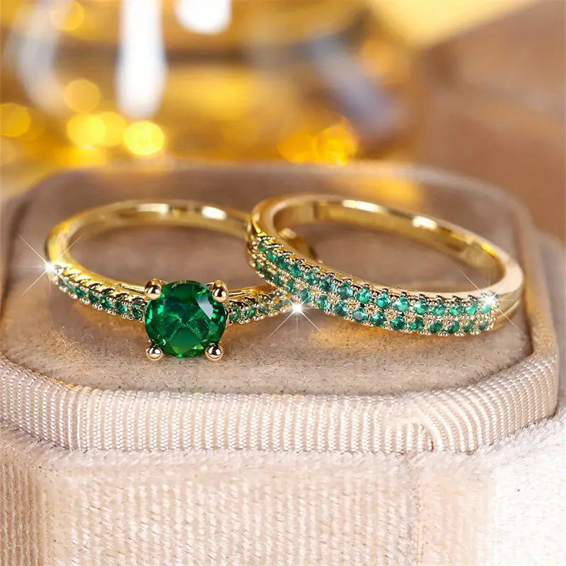 Set de anillos duo de esmeralda