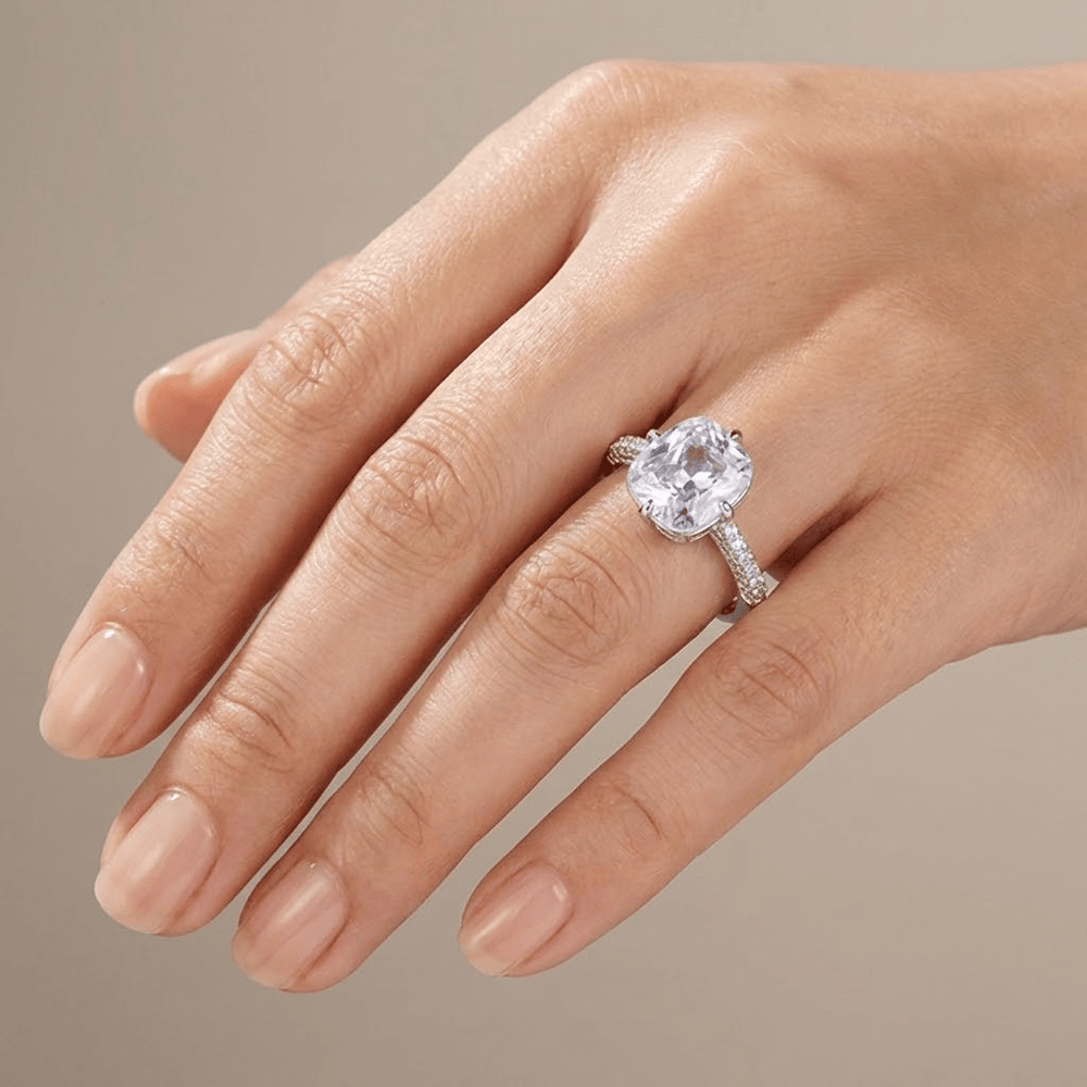 Anillo Elegantes Ovalado con Circonita Blanco