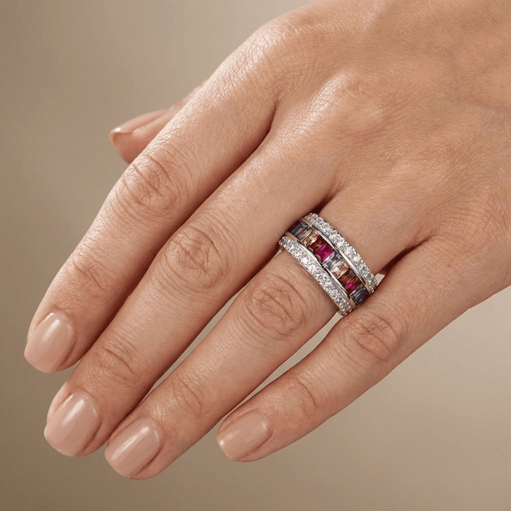 Anillo Arcoíris Plateado