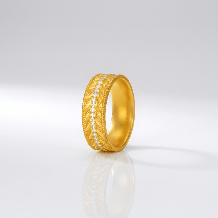 Anillo Texturizado de Oro