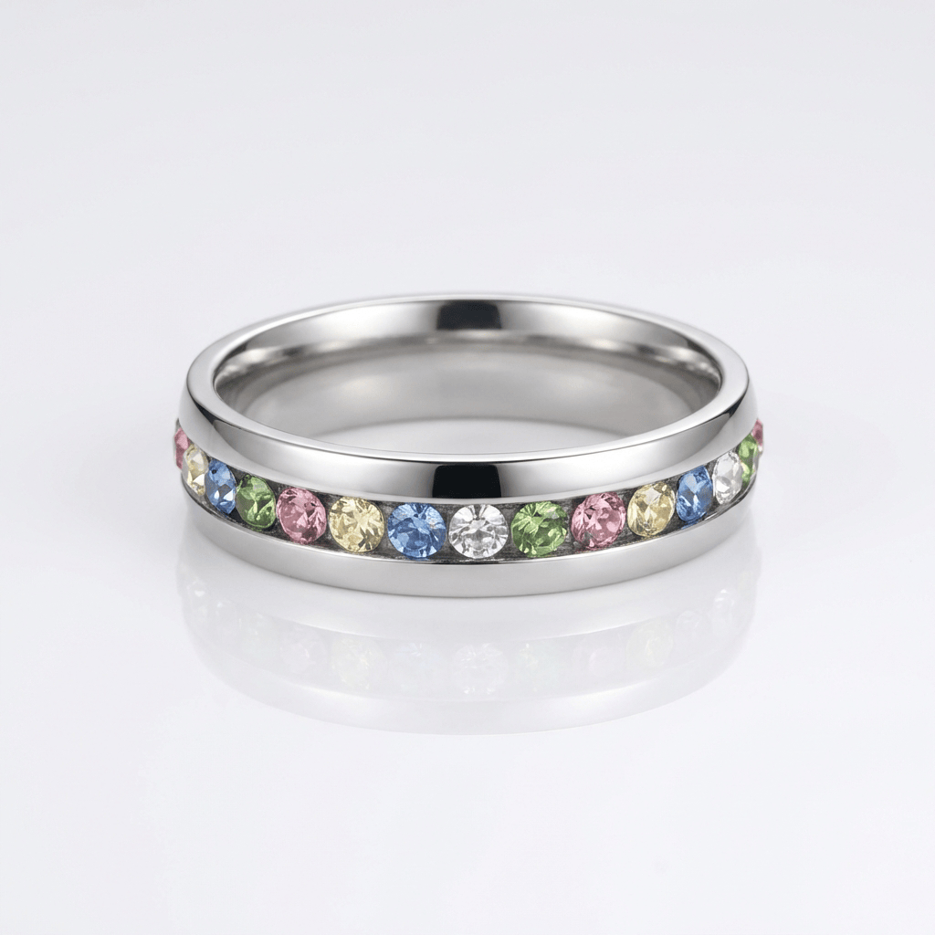 Anillo Eternity con Cristal Colorido