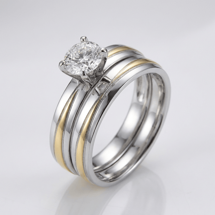Anillo con Rayas y Cristal Bicolor
