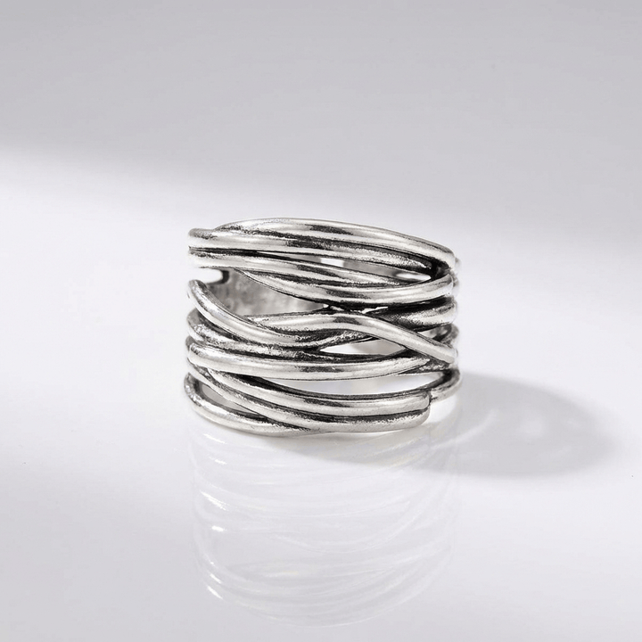 Anillo Ajustable con Circonita Plateado