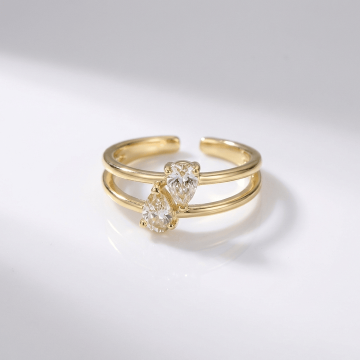 Anillo Ajustable con Cristal de Oro