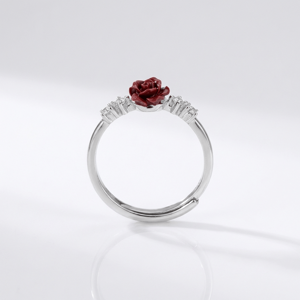 Anillo Ajustable con Cristal Rosa Plateado