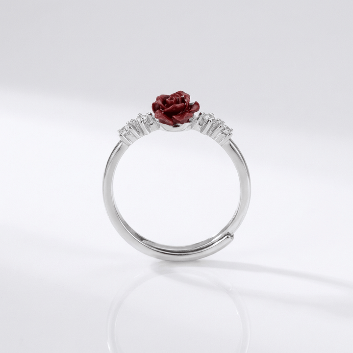 Anillo Ajustable con Cristal Rosa Plateado