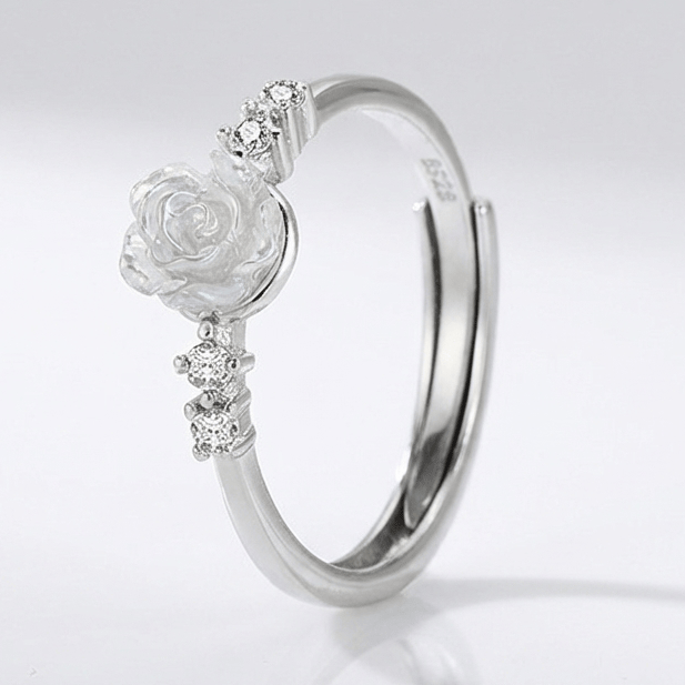 Anillo Ajustable con Cristal Rosa Plateado