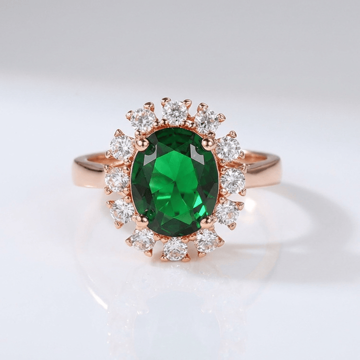 Anillo Halo Ajustable con Esmeralda