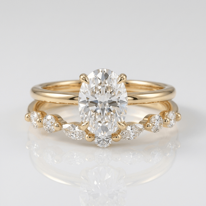 Conjunto Ovalado Marquesa con Cristal de Oro
