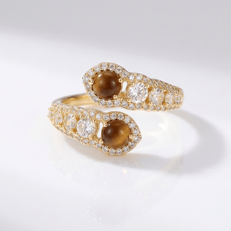 Anillo Ajustable con Cuarzo de Oro