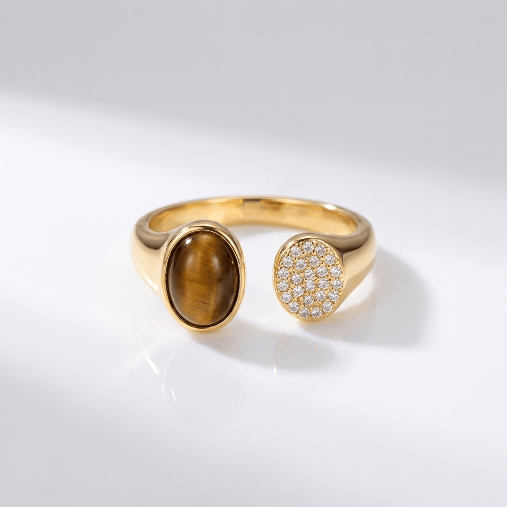 Anillo Ajustable con Cuarzo de Oro