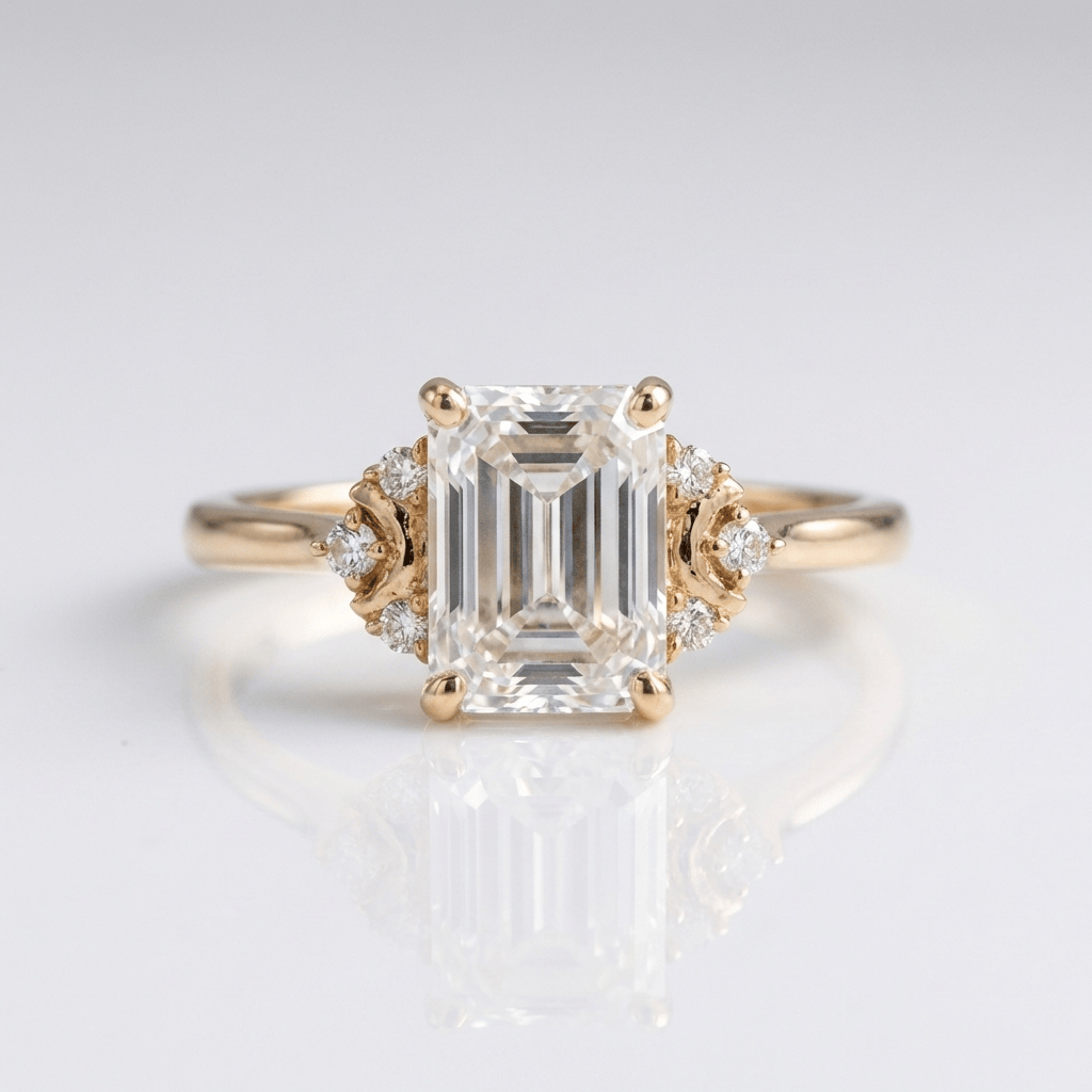 Anillo Baguette con Cristal Plateado