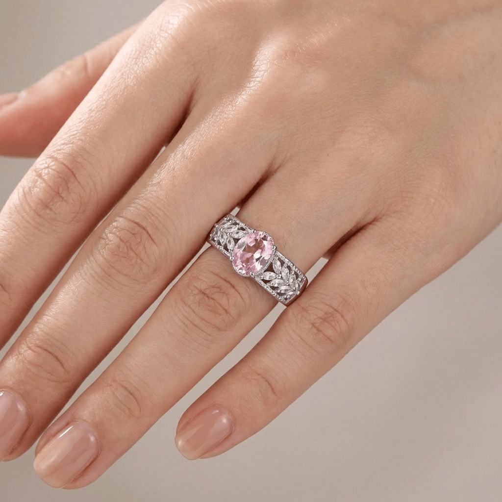 Anillo Ajustable con Cristal Rosa