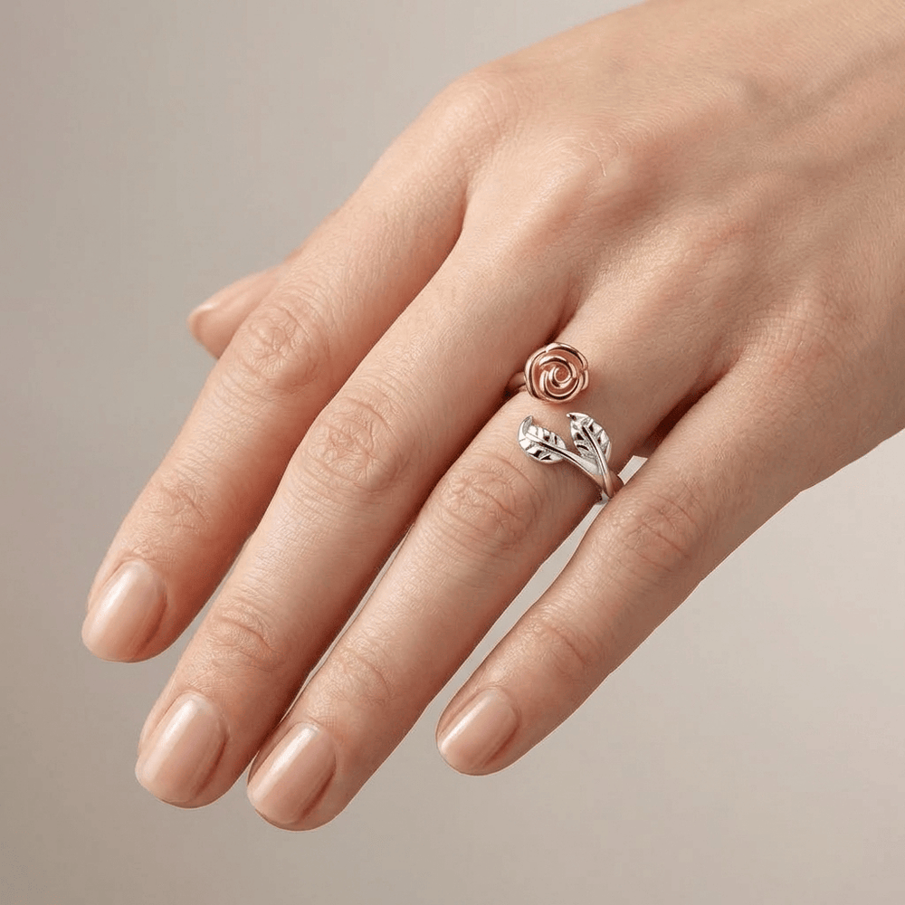 Anillo Ajustable Rosa Plateado