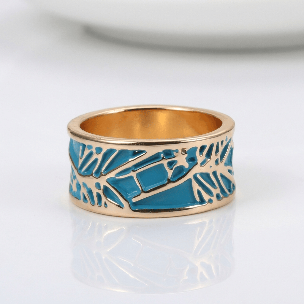 Anillo Banda Azul y Oro