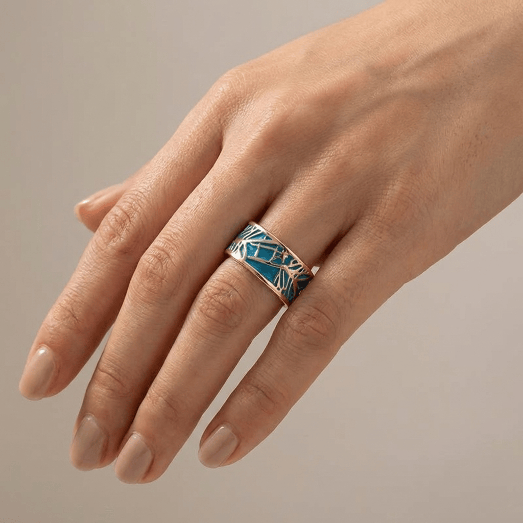 Anillo Banda Azul y Oro