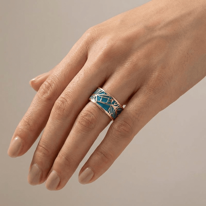 Anillo Banda Azul y Oro
