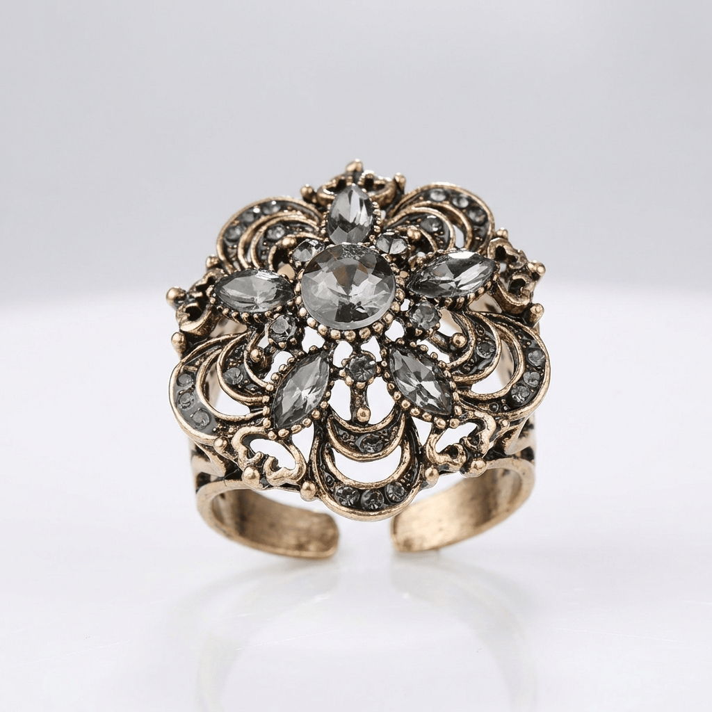 Anillo con Flor y Estallido y Cristal