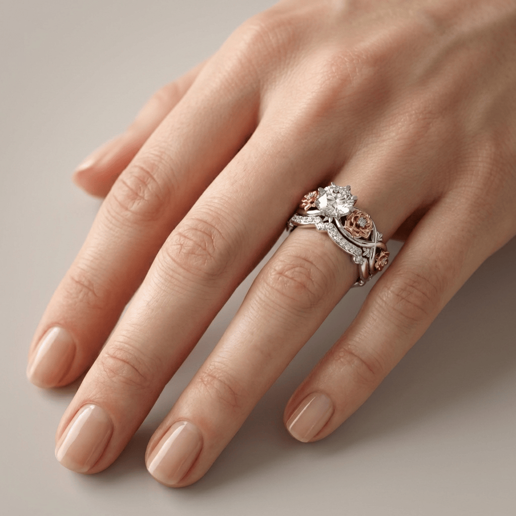 Anillo Floral Bicolor Brillante