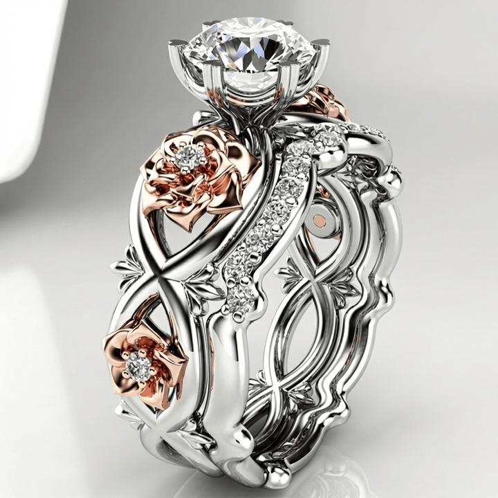 Anillo Floral Bicolor Brillante