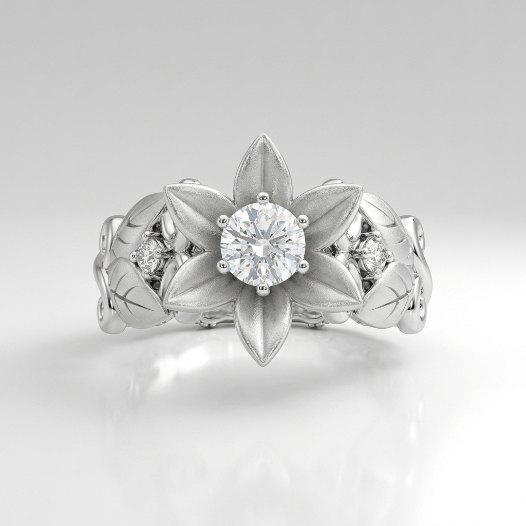 Anillo con Pétalo y Corona y Circonita