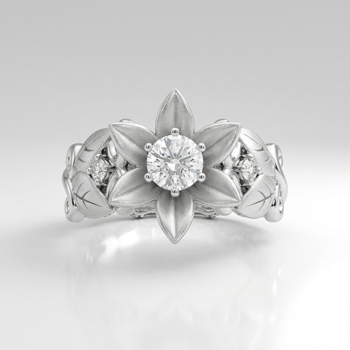 Anillo con Pétalo y Corona y Circonita