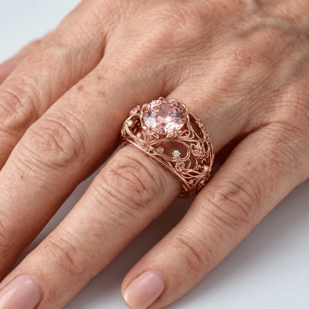 Anillo Oro Rosa Ornamentado