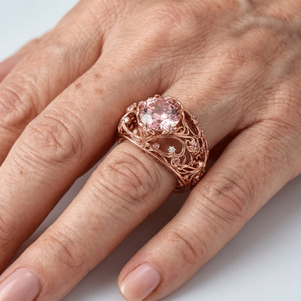 Anillo Oro Rosa Ornamentado