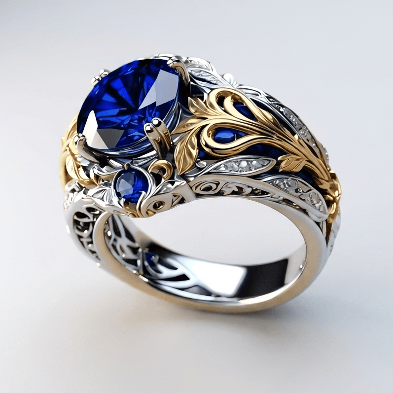Anillo Azul Real y Dorado