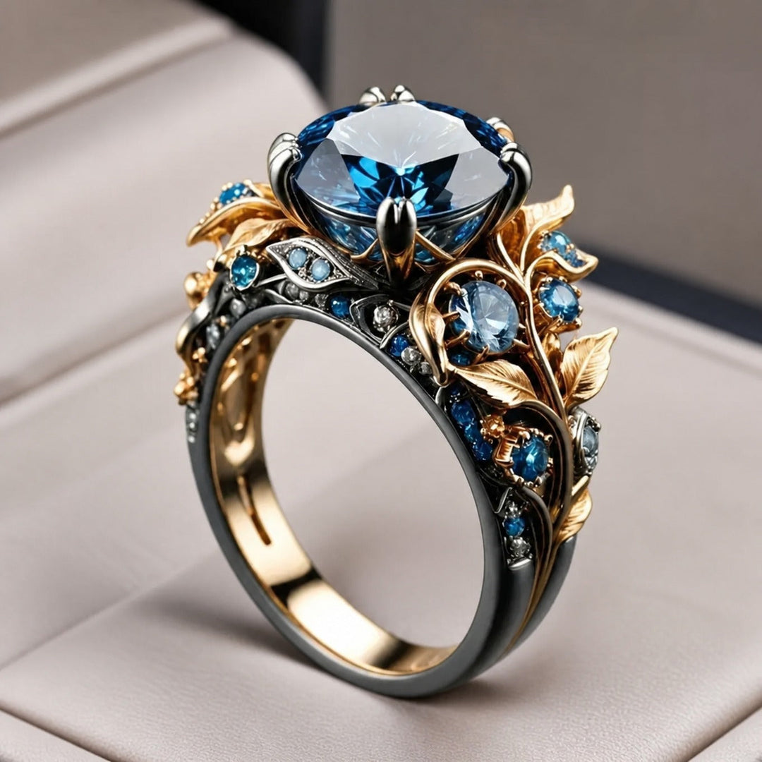 Anillo con Flor y Cristal