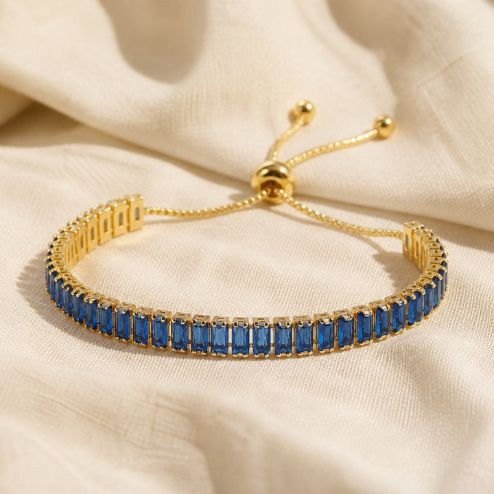 Pulsera Tenis Cristal Azul Ajustable