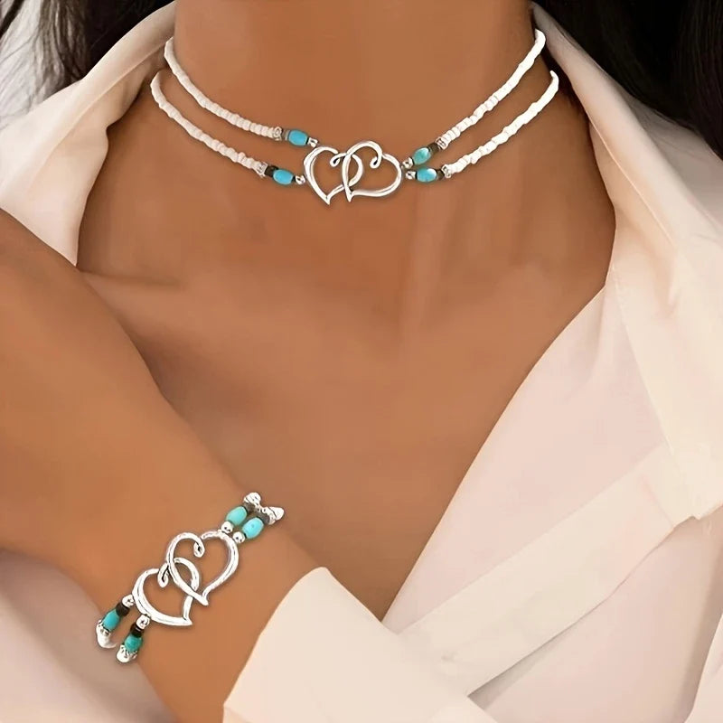 Conjunto de Collar y Pulsera Corazón