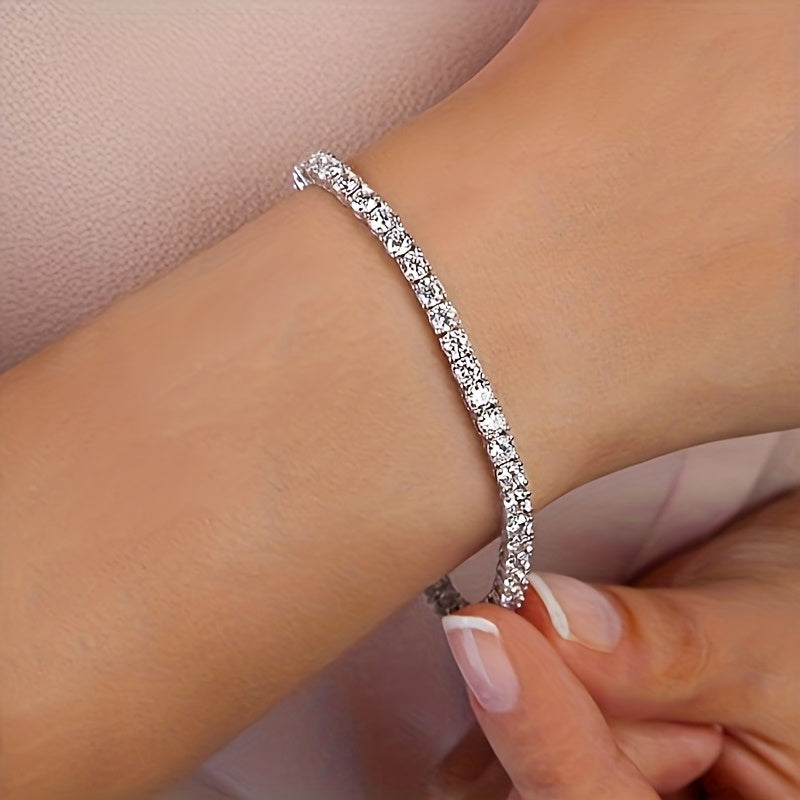 Pulsera Tenis Cristal Oro Blanco