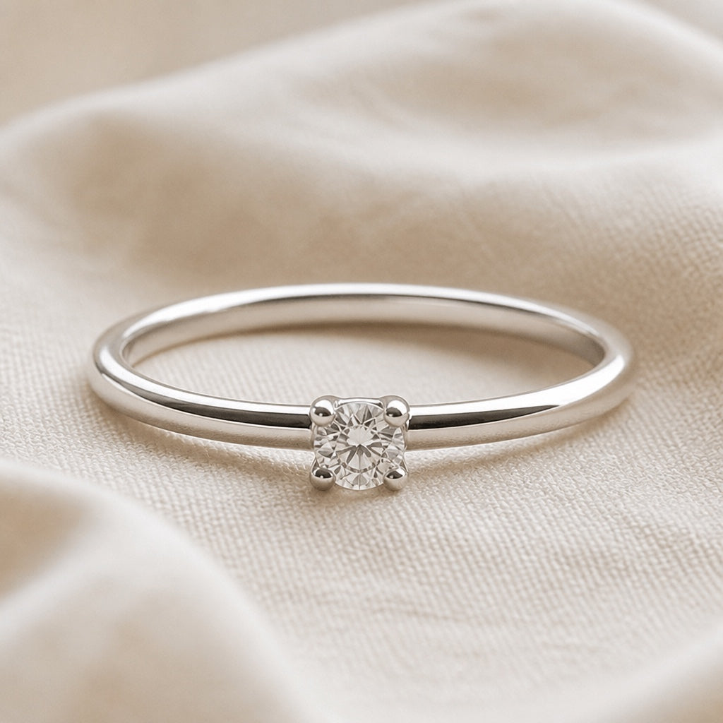 Anillo Cuadrado Cristal Oro Blanco